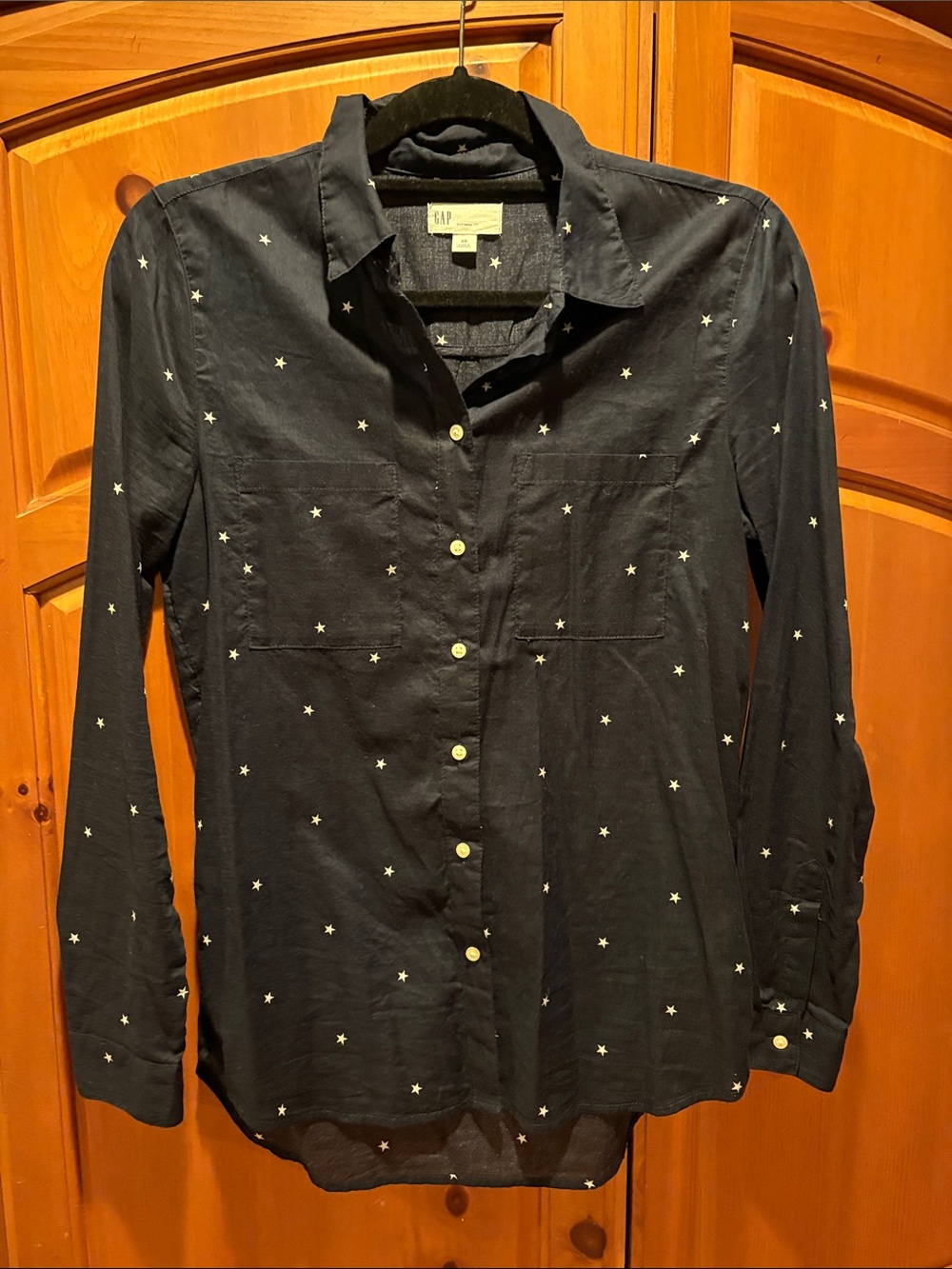 GAP Navy Blue Star Print Button-Up Blouse